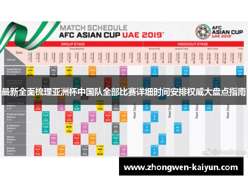 最新全面梳理亚洲杯中国队全部比赛详细时间安排权威大盘点指南